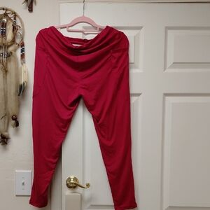 Bright Red Draped Waist Leggings